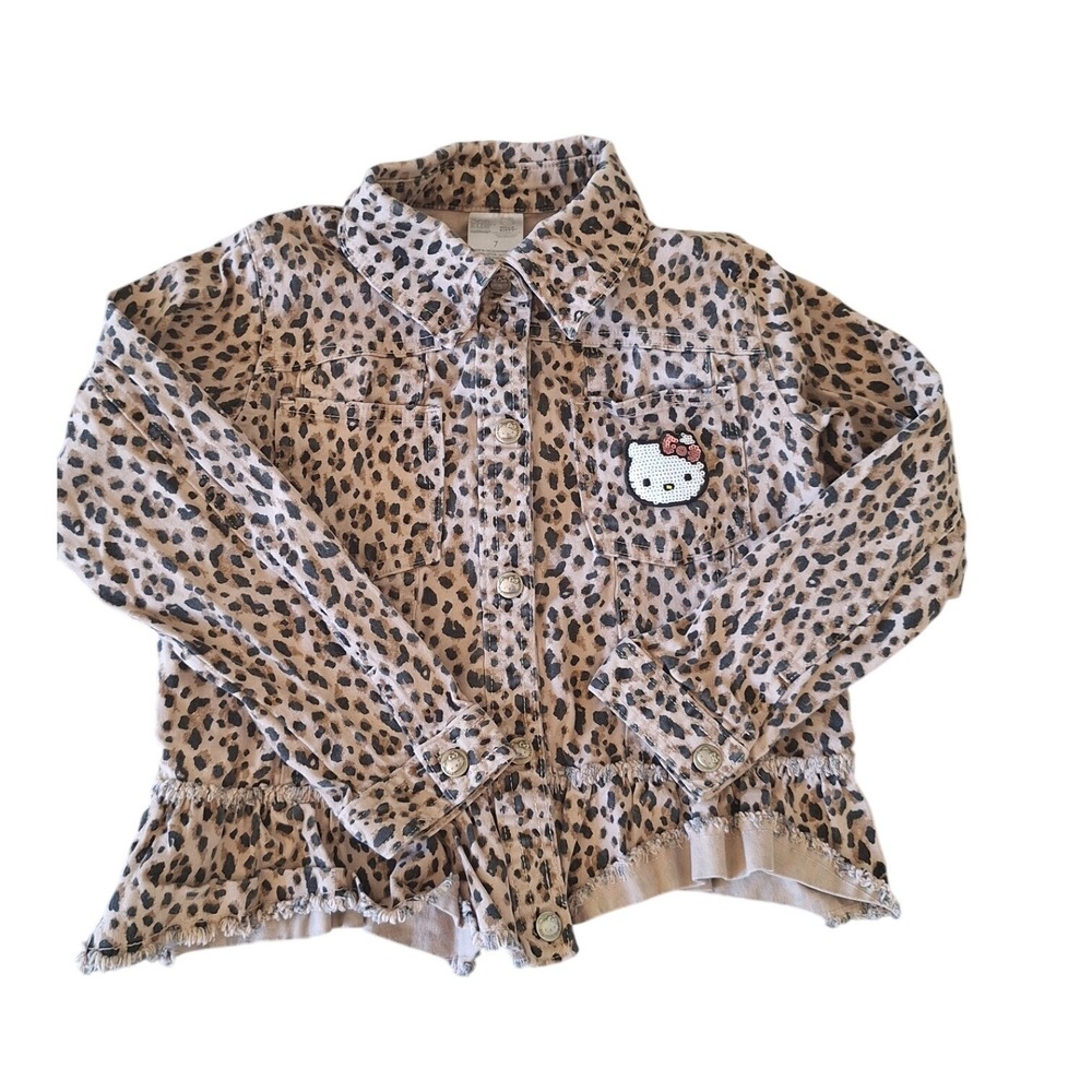 Granimals 365 Kids Hello‎ Kitty Leopard Snap Front Jean Jacket Little Girls Sz 7